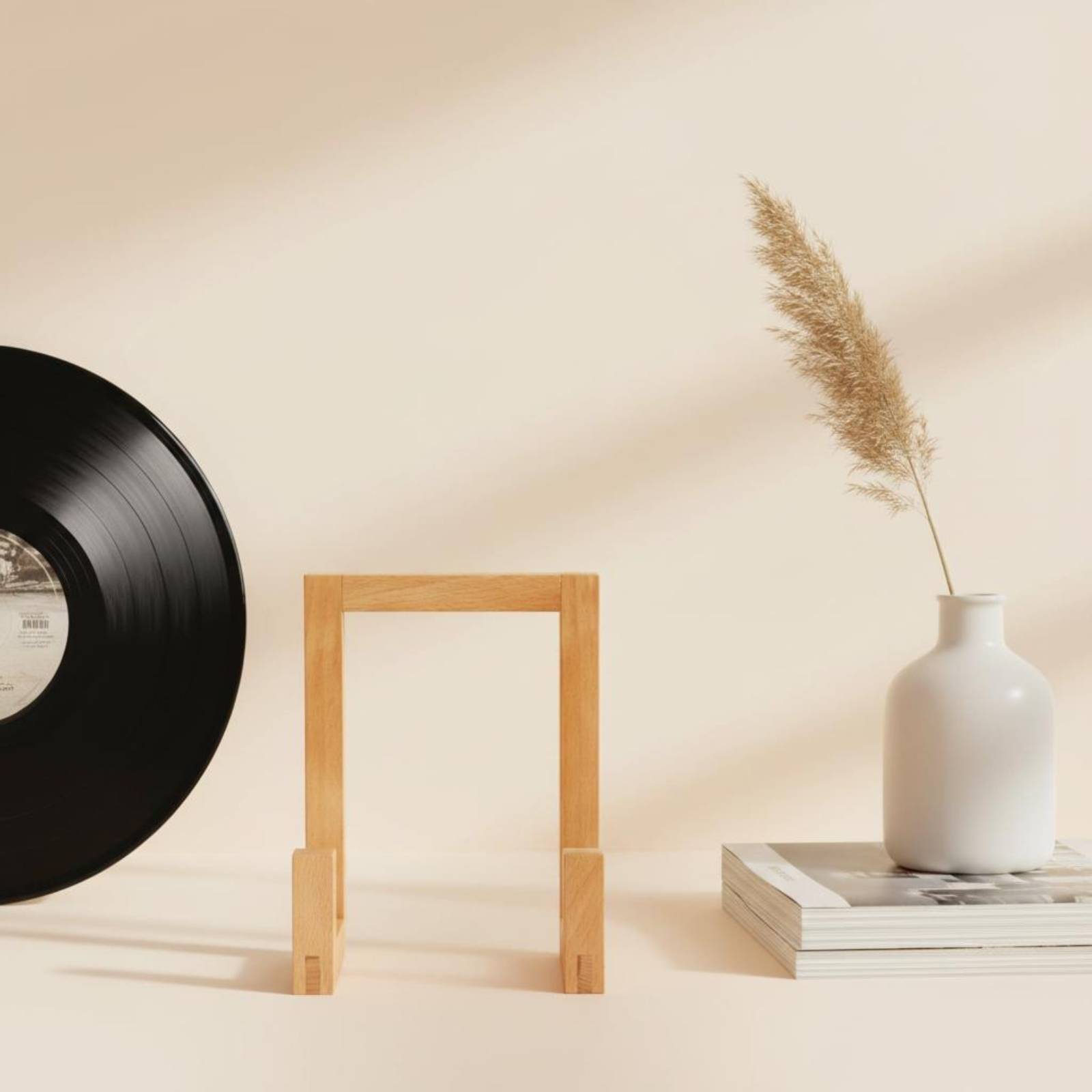 Display Stand Wood - حامل ألبومات الفينيل الخشبي متعدد الوظائف،
