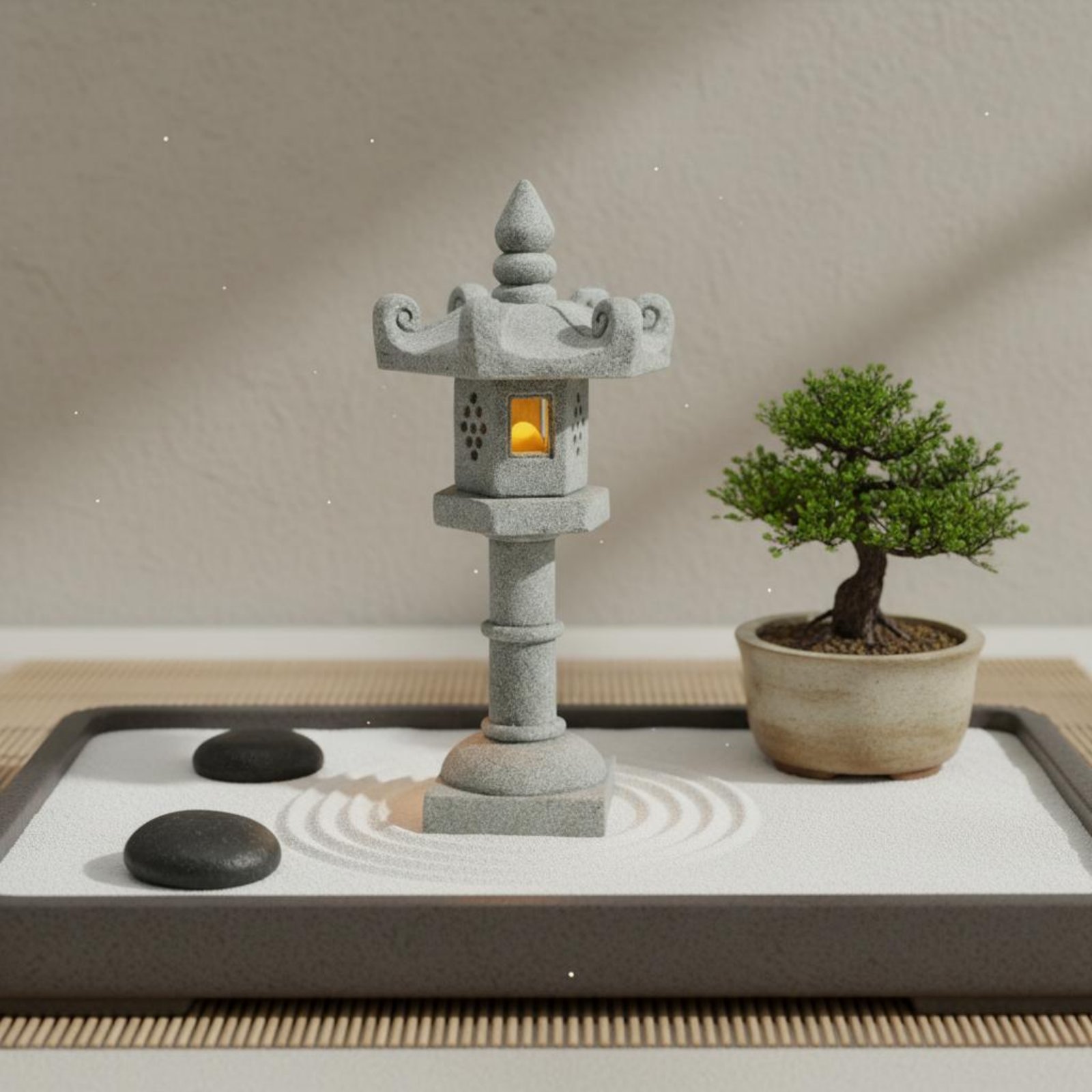 فانوس حجري مصغر بتشطيب عتيق لت - مراجعة Bonsai Garden Decor وسعره
